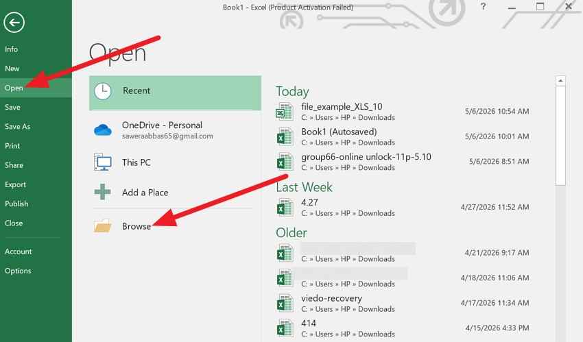 choose the open the file 