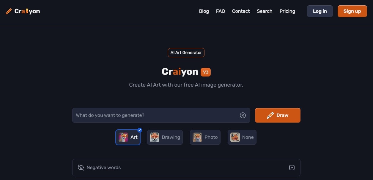craiyon user interface