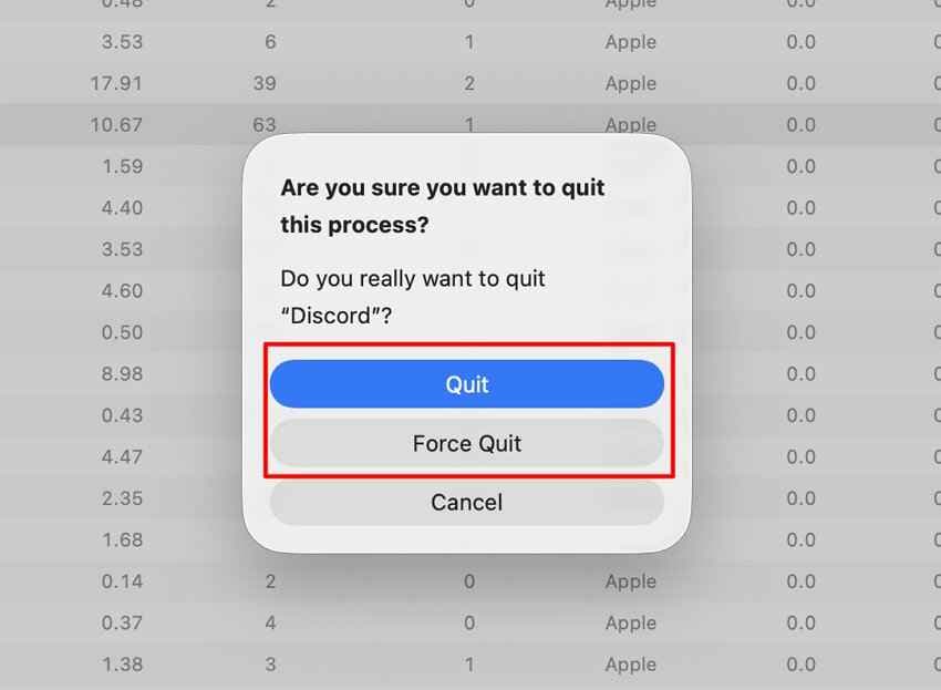quit an unresponsive process in activity monitor