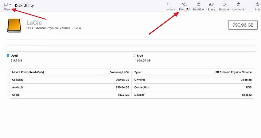 run disk utility first aid on a mac volume