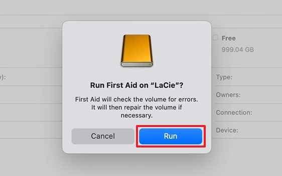 confirm disk utility first aid repair on mac