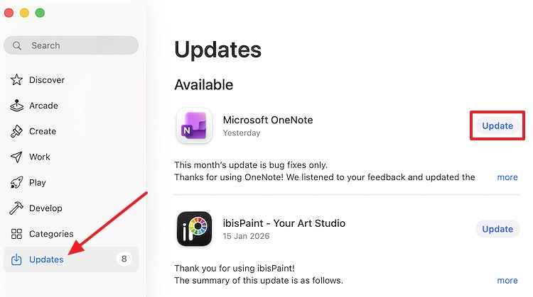 update installed apps in the mac app store