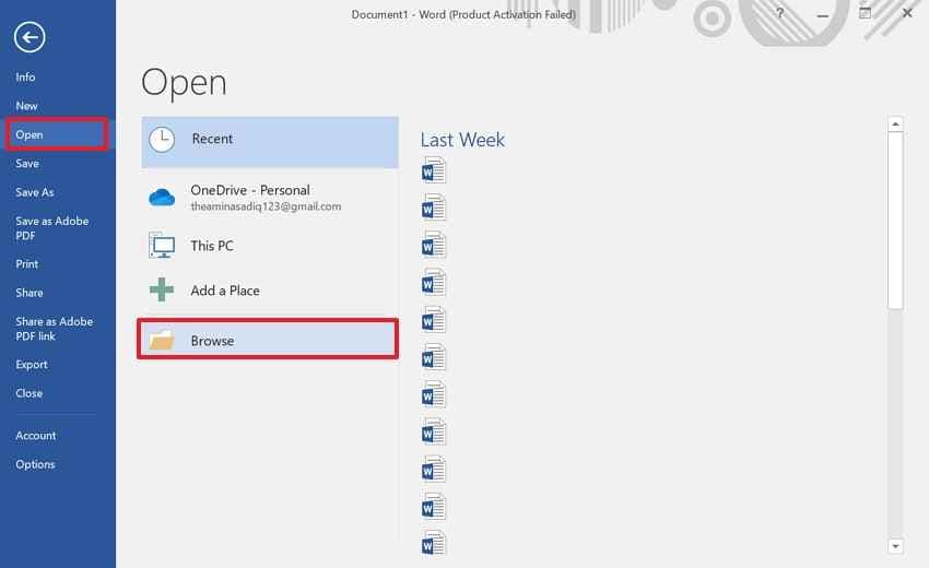 browse damaged word file 