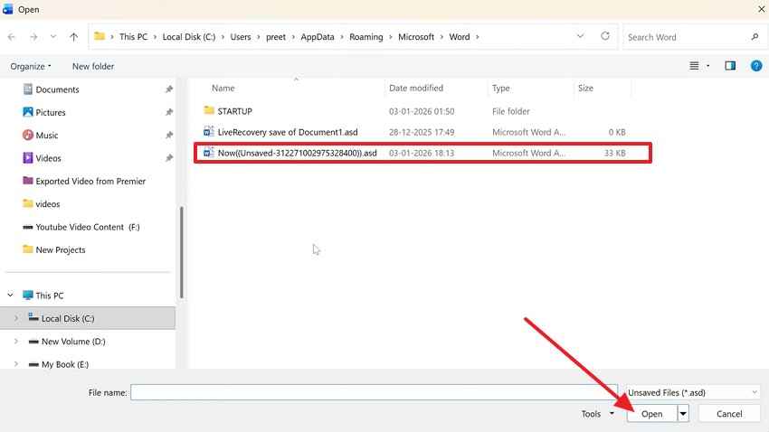 locate recent asd files 