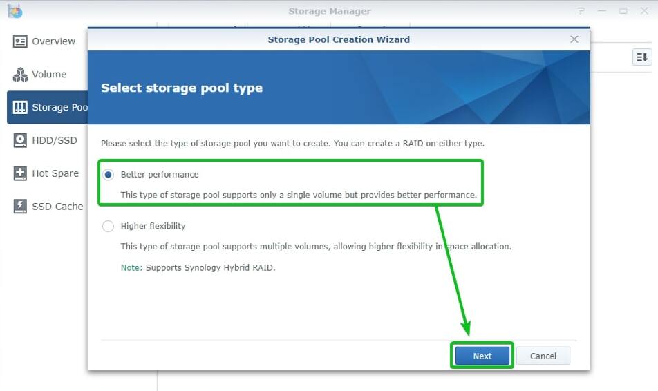 better performance storage pool type