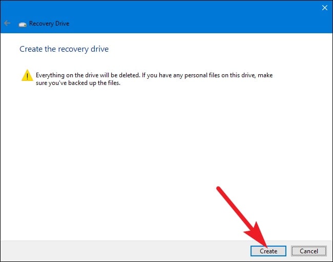begin creating a recovery partition windows 11