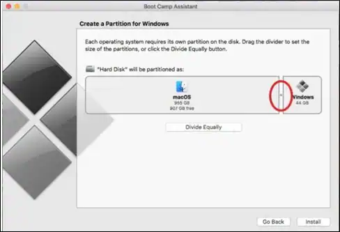 create a window partition on mac