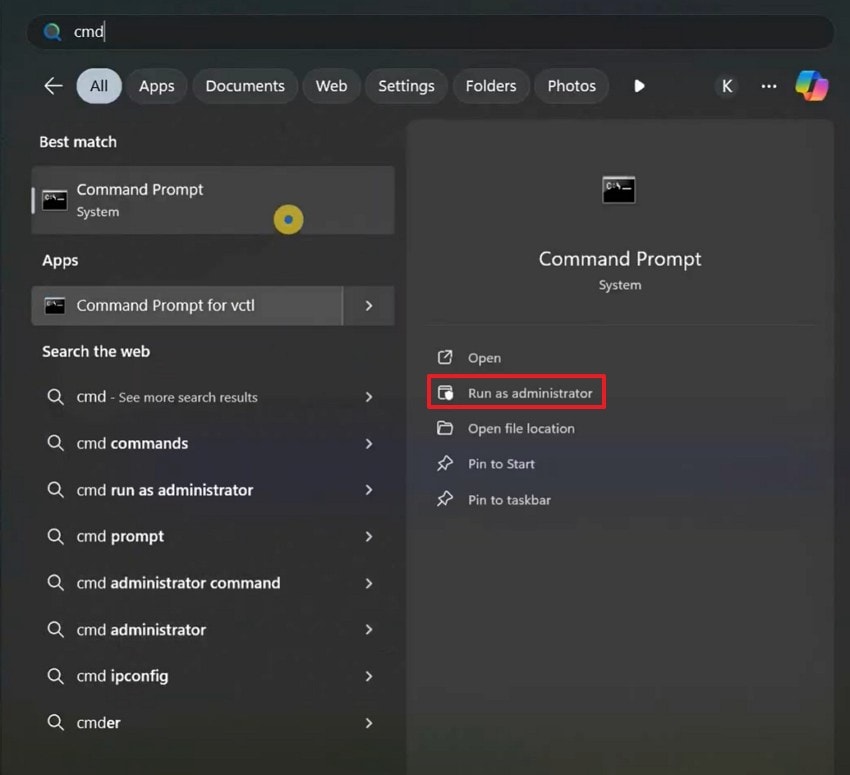 choose run as administrator