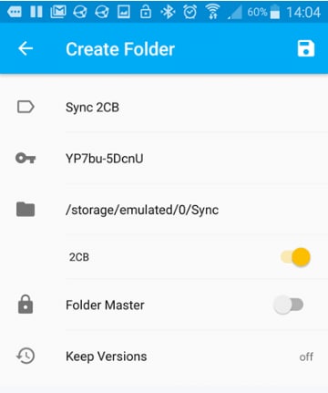 create a folder via syncthing