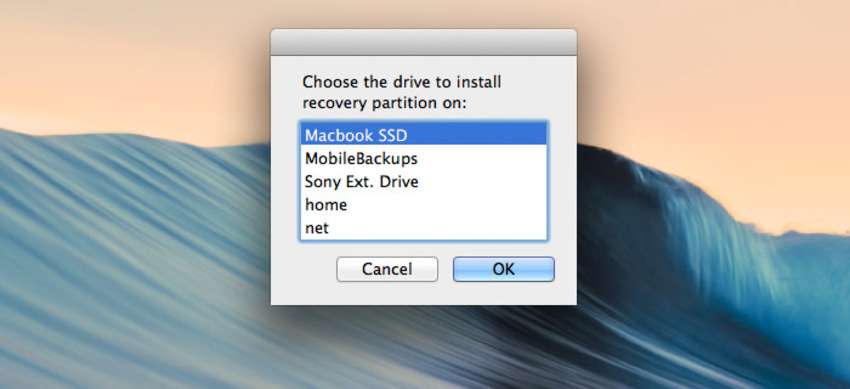choose the recovery partition drive