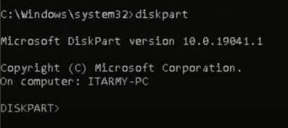 diskpart in command prompt 