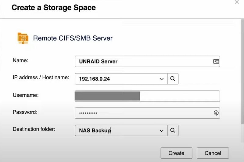 Configuration de l'espace de stockage dans QNAP HBS 3