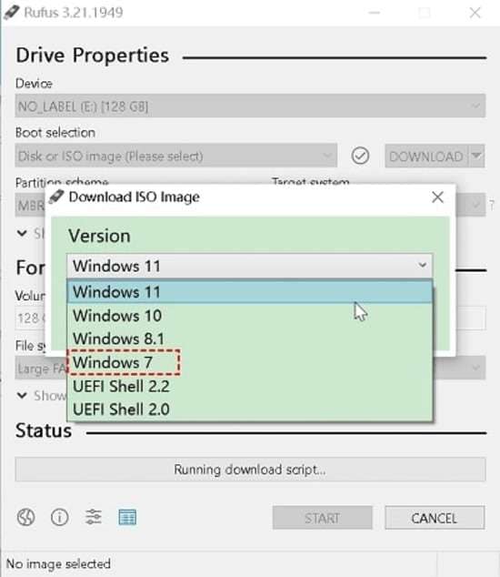 het iso-image downloaden voor een windows 7 usb boot