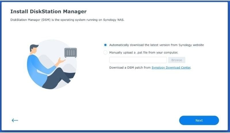 installer dsm pour la machine virtuelle synology