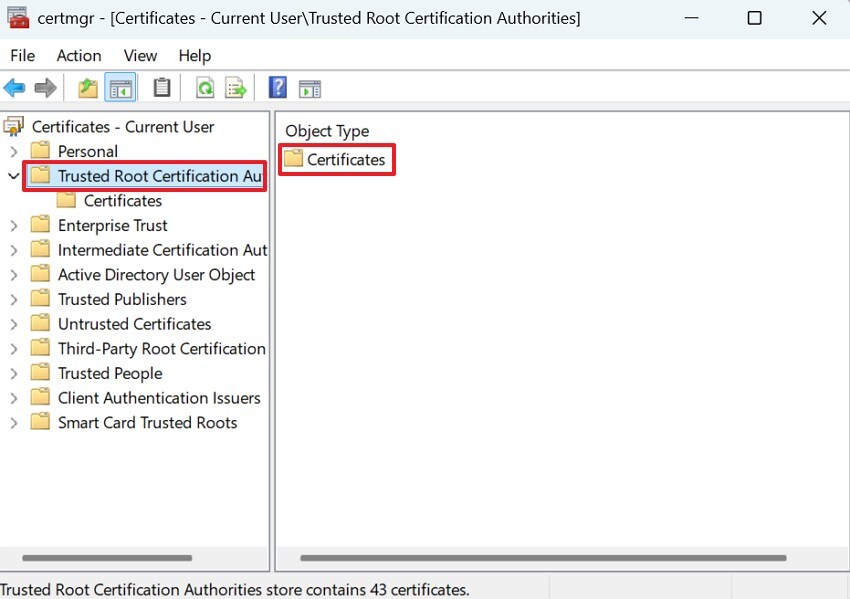 view windows certificates