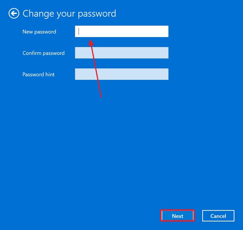 enter new password