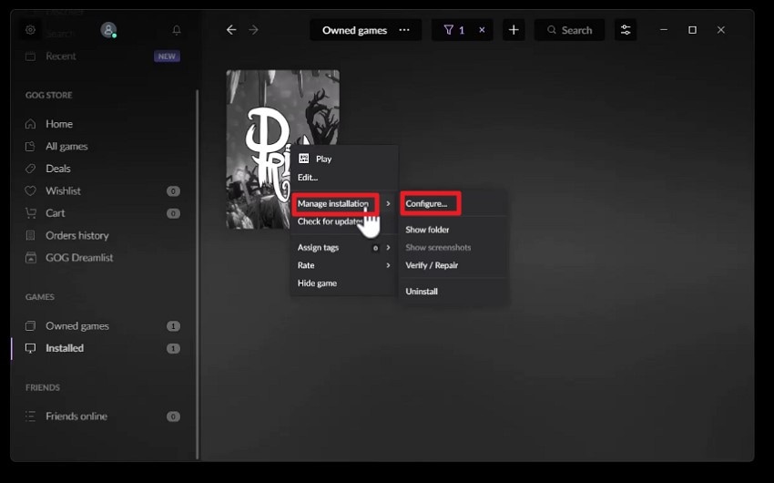 open gog acquire settings