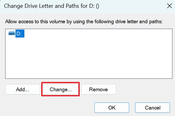 change drive letter