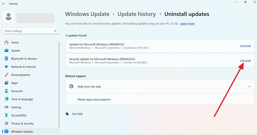 roll back to previous windows version