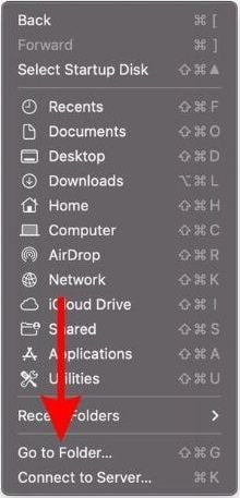 launch go to folder from the mac finder