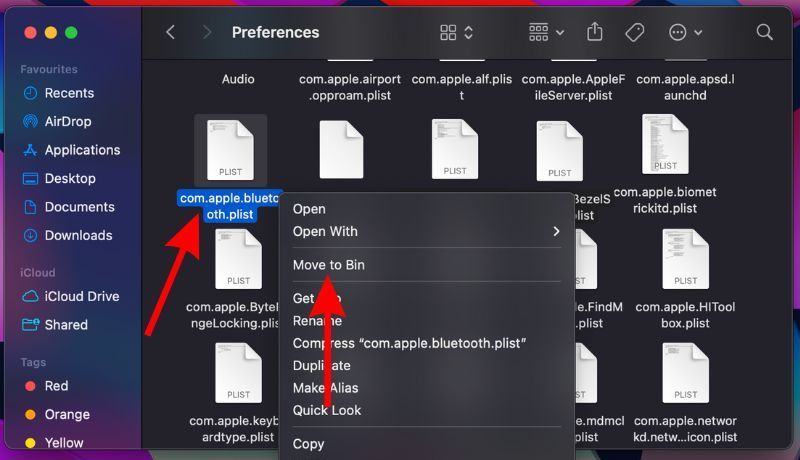 erase bluetooth plist files on a mac