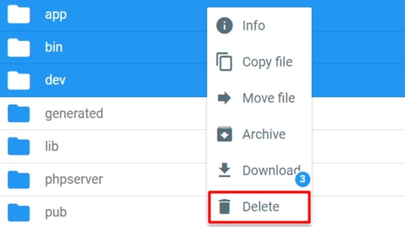 delete files and directory via ssh