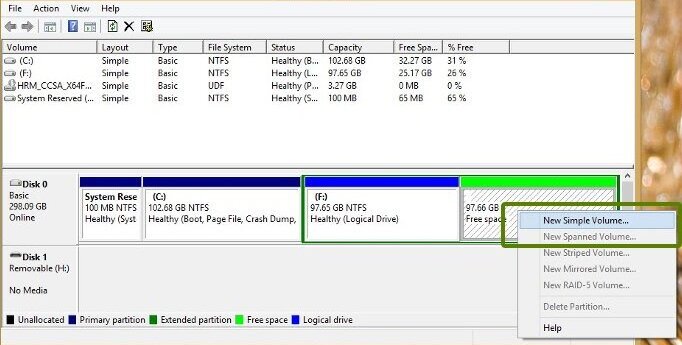 extend or create new windows partition