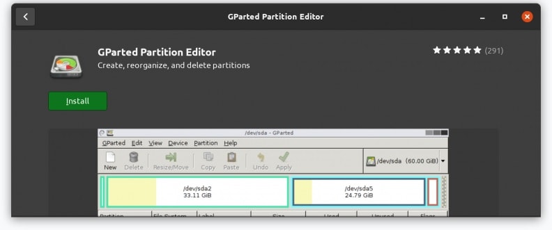install gparted to delete partitions in linux