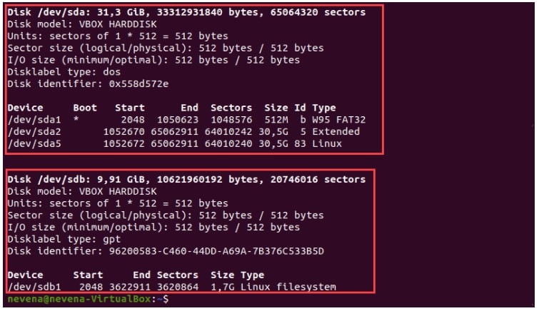 list partitions with fdisk cmd
