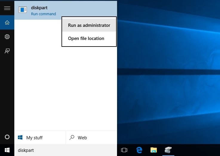 launch the diskpart on windows
