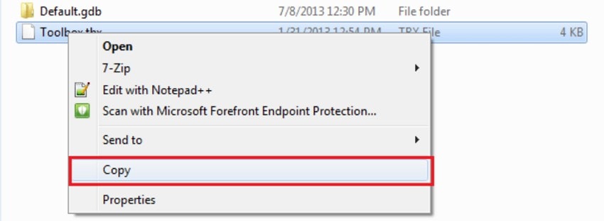 press the copy button