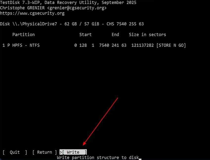 rebuild partition with write