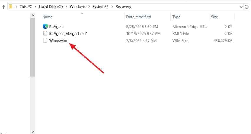 locate winre wim recovery image