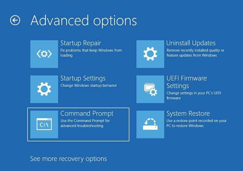 access advanced windows recovery options