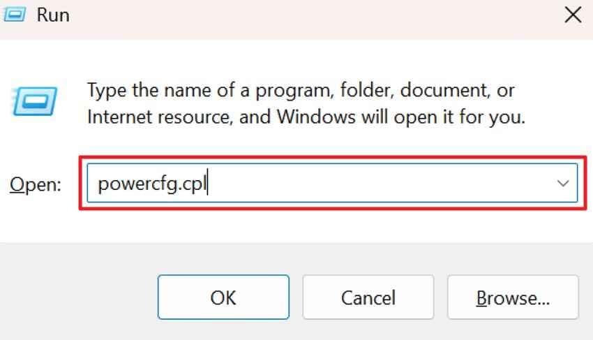 run power options command