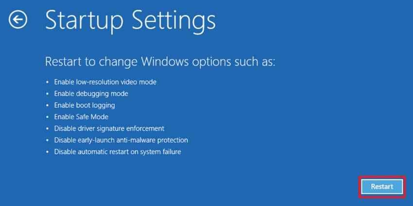 restart windows recovery mode