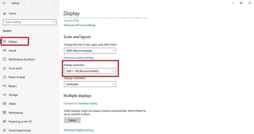 set recommended display resolution