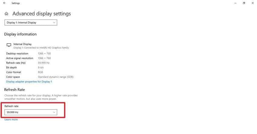 choose supported refresh rate