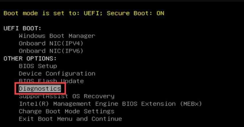 select dell boot diagnostics