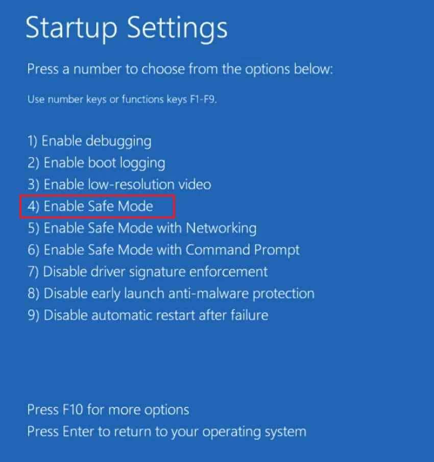 enable safe mode option
