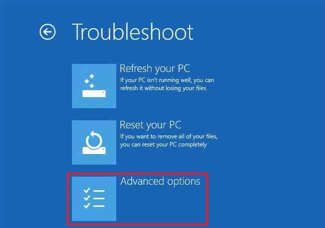 access windows advanced recovery options