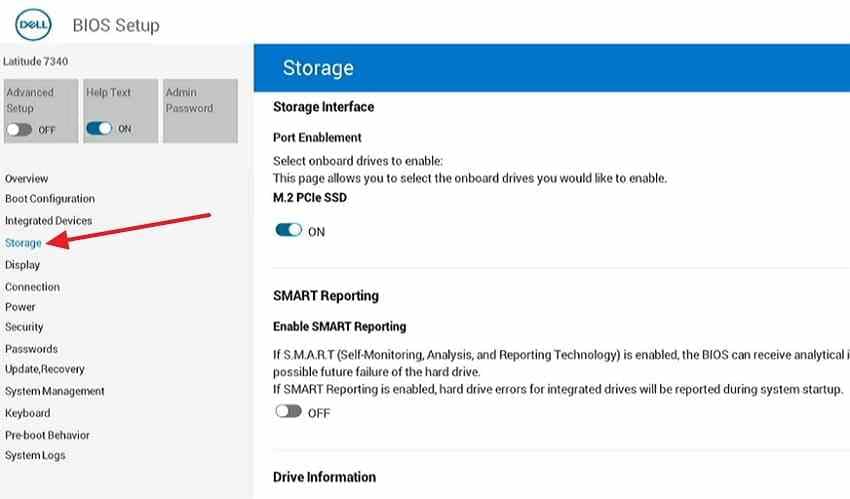 confirm drive detection in bios