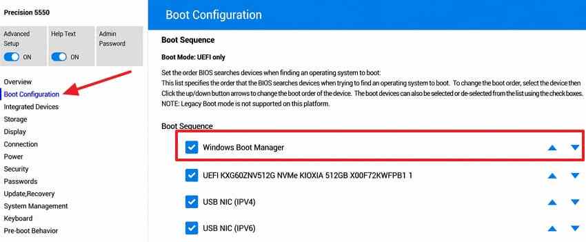 check windows boot manager order