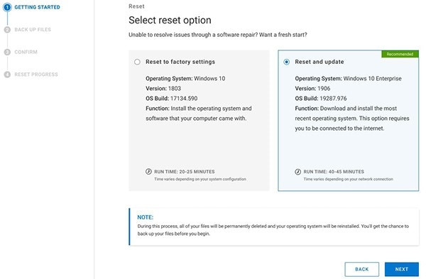 dell reset to factory settings