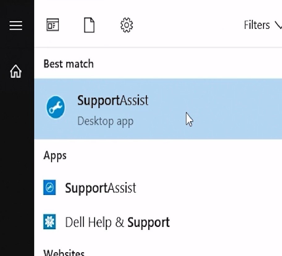 access supportassist in start