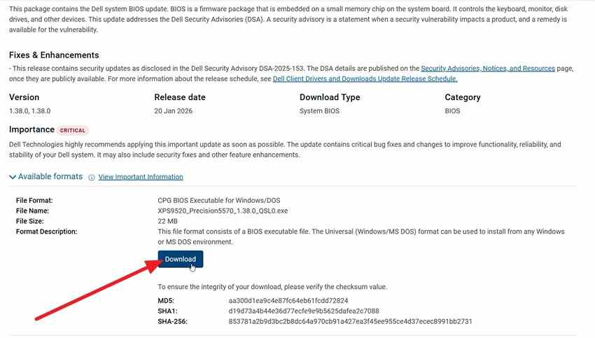 download dell bios update