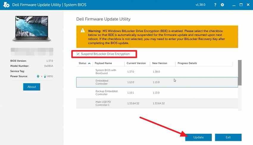 update dell bios utility