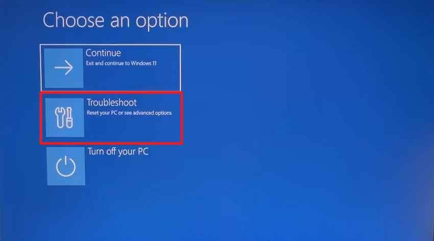 choose troubleshoot option