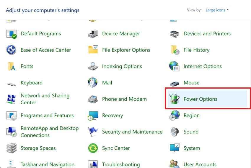 choose power options