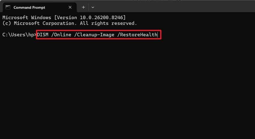 run dism repair command